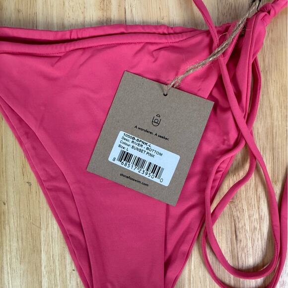 Stone Fox Swim X Revolve River Bikini Bottoms Sunset Pink Size Large - Picture 2 of 4
